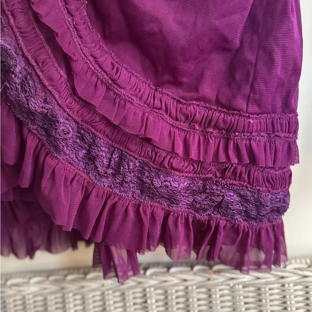 Sold- Antthony Purple Sheer Ruffles Cardigan - Picture 7 of 9
